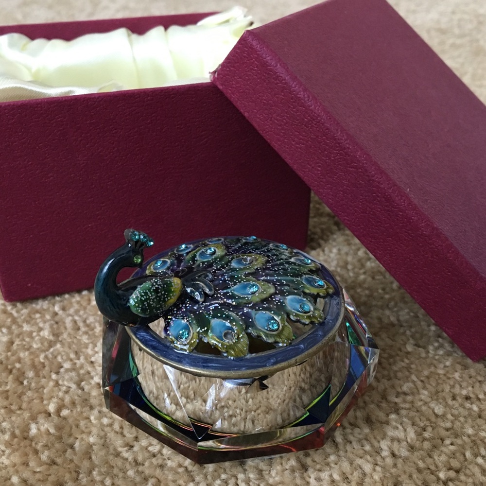 Bejeweled peacock jewelry box